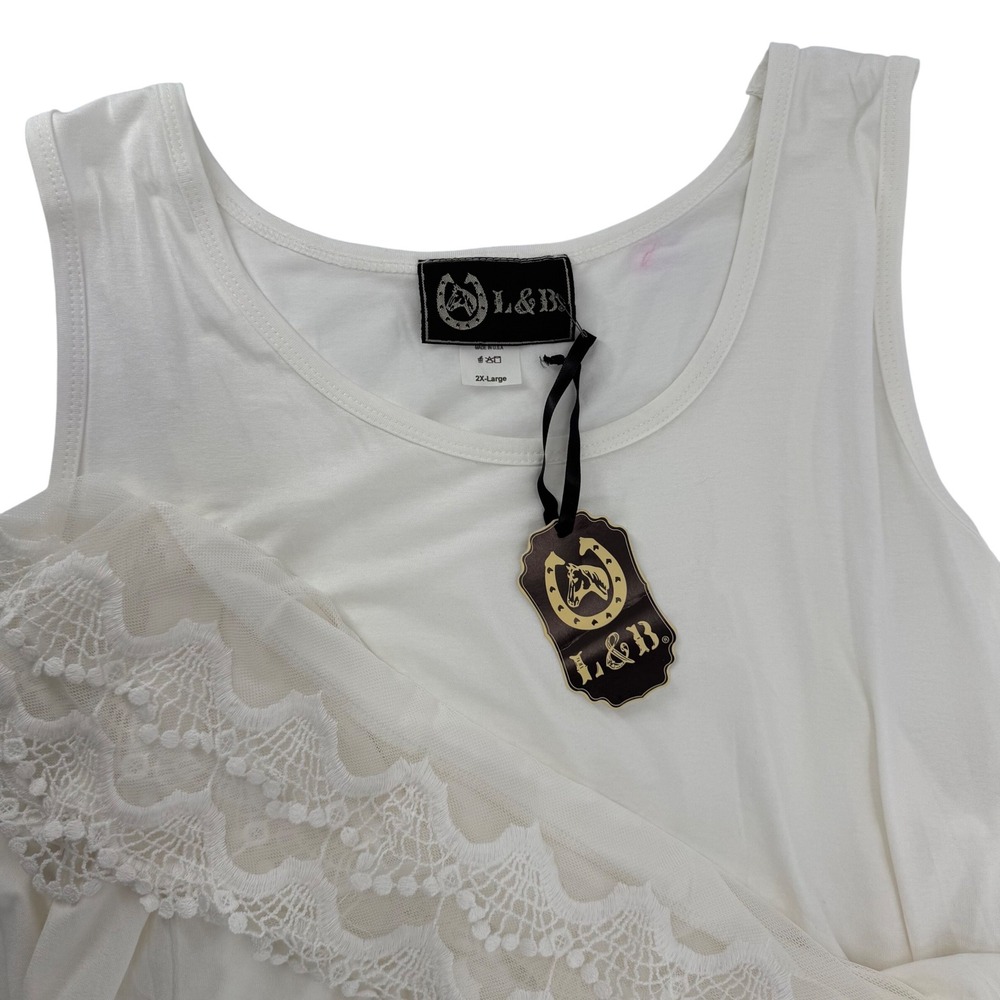 Lucky‎ & Blessed Ivory Sleeveless Lace Layer Tank Top Women's 2XL